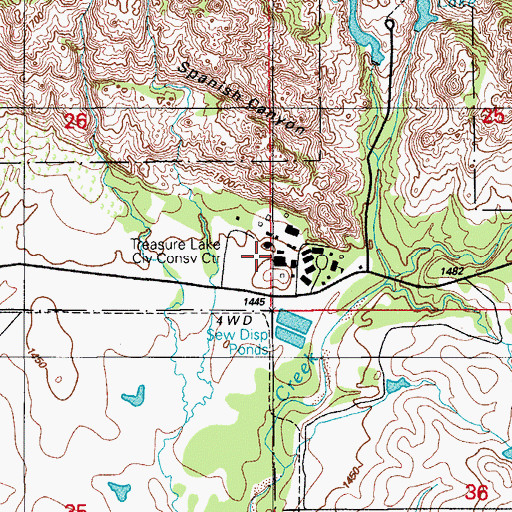Topographic Map of Treasure Lake Civilian Conservation Center, OK
