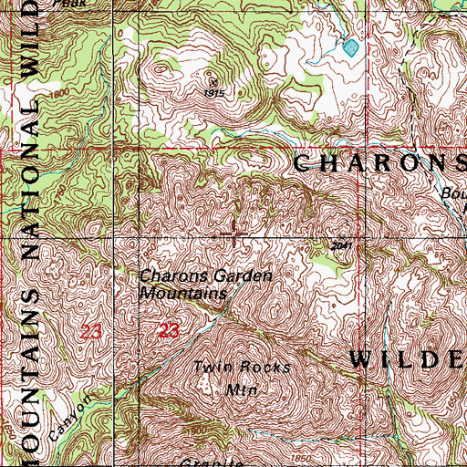 Topographic Map of Charons Garden Wilderness, OK