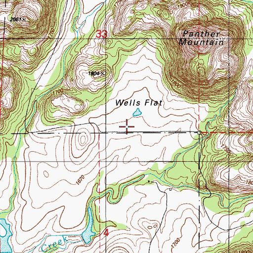 Topographic Map of Wells Flats, OK