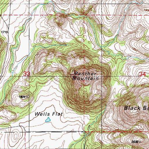 Topographic Map of Panther Mountain, OK