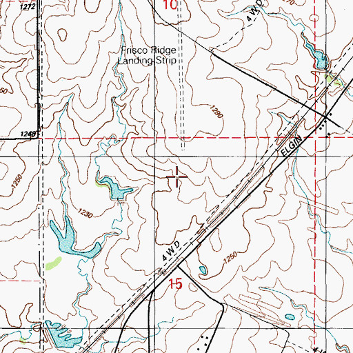 Topographic Map of Frisco Ridge Airfield (historical), OK