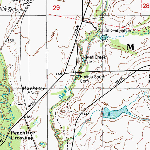 Topographic Map of Bailtso Apache South Cemetery, OK