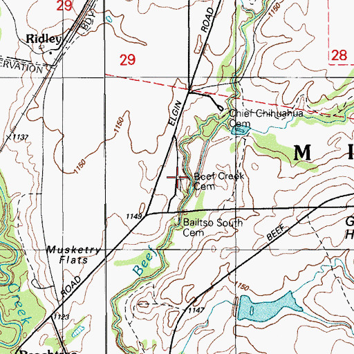 Topographic Map of Beef Creek Apache Cemetery, OK