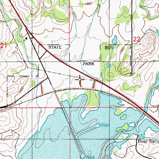Topographic Map of Mountain Park Wildlife Area, OK