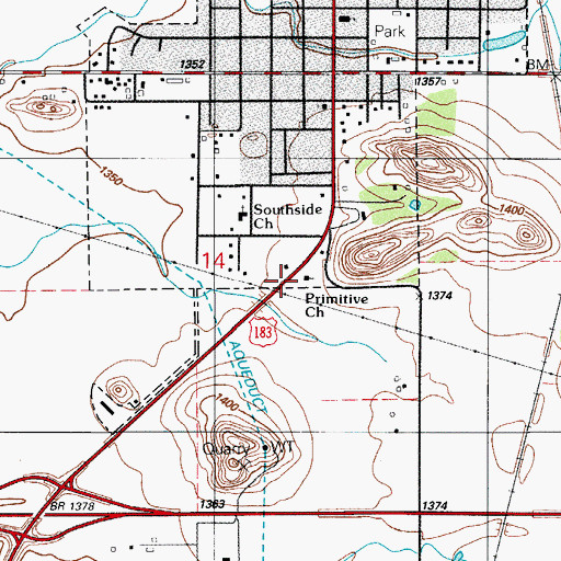 Topographic Map of Primitive Church, OK