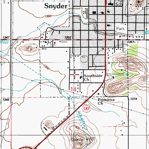 Topographic Map of Southside Church, OK