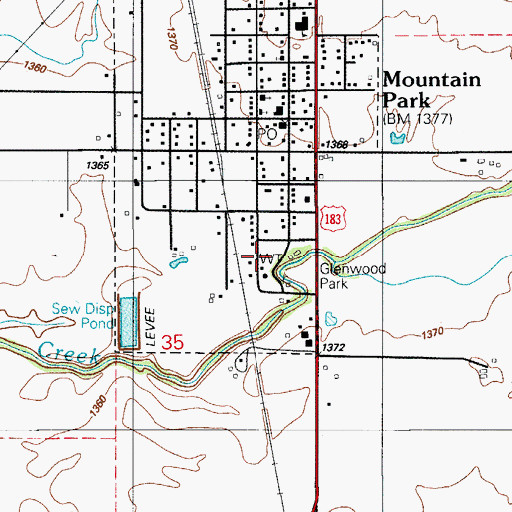 Topographic Map of Glenwood Park, OK