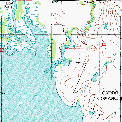 Topographic Map of Martin Arm, OK