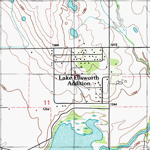Topographic Map of Lake Ellsworth Addition, OK
