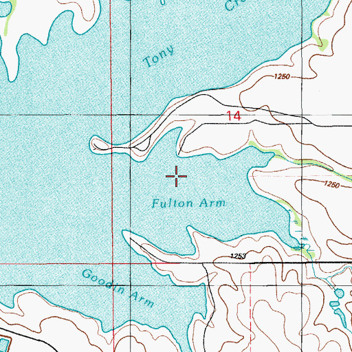 Topographic Map of Fulton Arm, OK