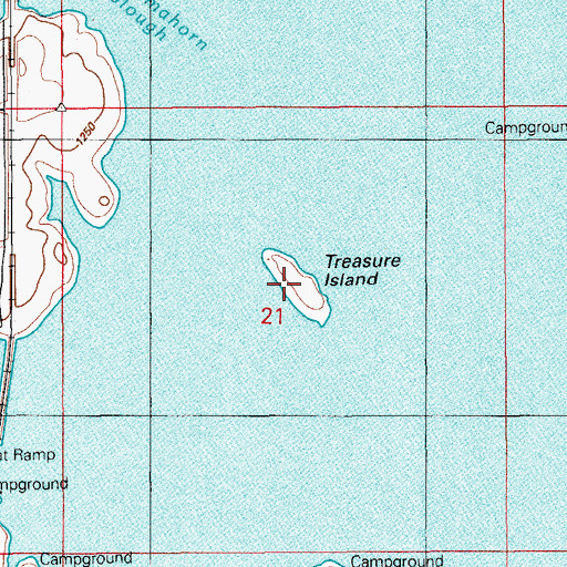 Topographic Map of Treasure Island, OK