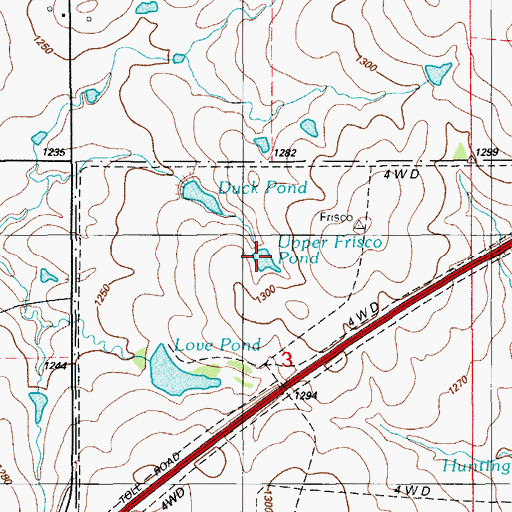 Topographic Map of Upper Frisco Pond, OK