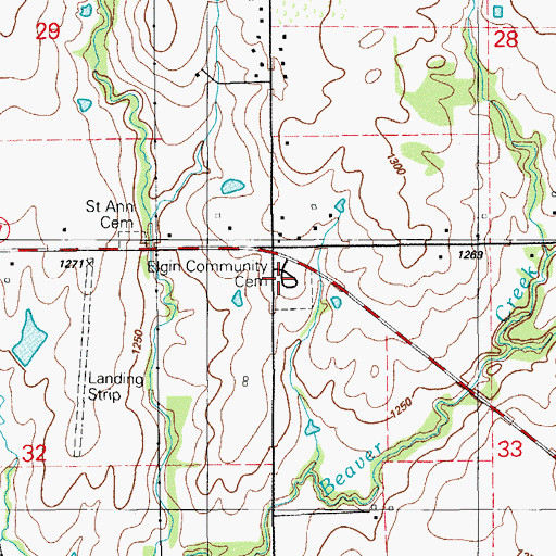 Topographic Map of Elgin Memorial Cemetery, OK