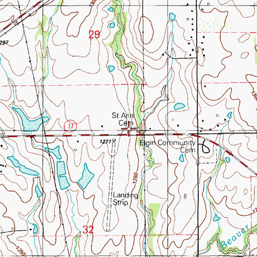 Topographic Map of Saint Anns Cemetery, OK