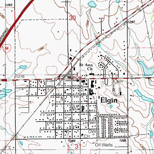 Topographic Map of Saint Anns Church, OK