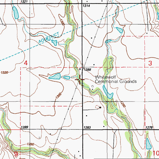 Topographic Map of White Wolf Ceremonial Grounds, OK