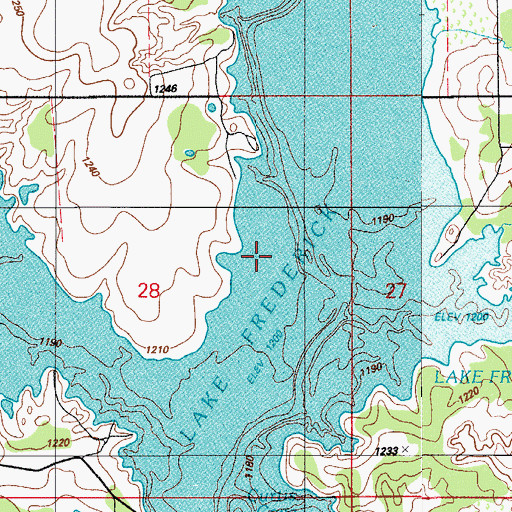 Topographic Map of Lake Frederick, OK