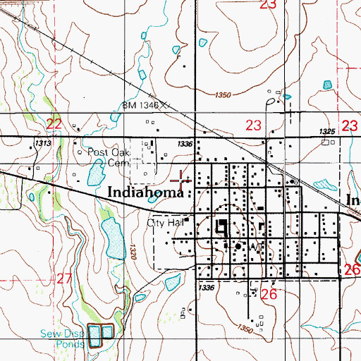 Topographic Map of Post Oak Church, OK