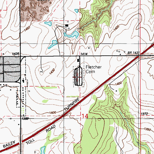 Topographic Map of Fletcher Cemetery, OK
