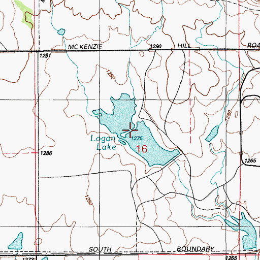 Topographic Map of Logan Lake, OK