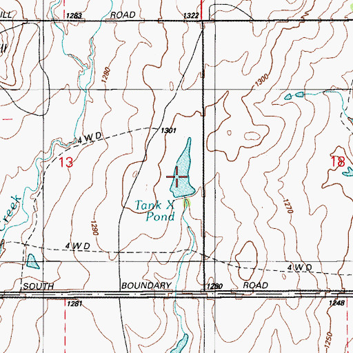 Topographic Map of Tank X Pond, OK