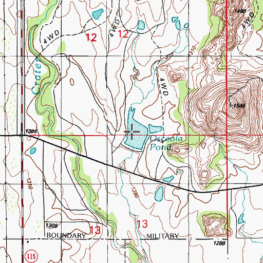 Topographic Map of Osceola Pond, OK
