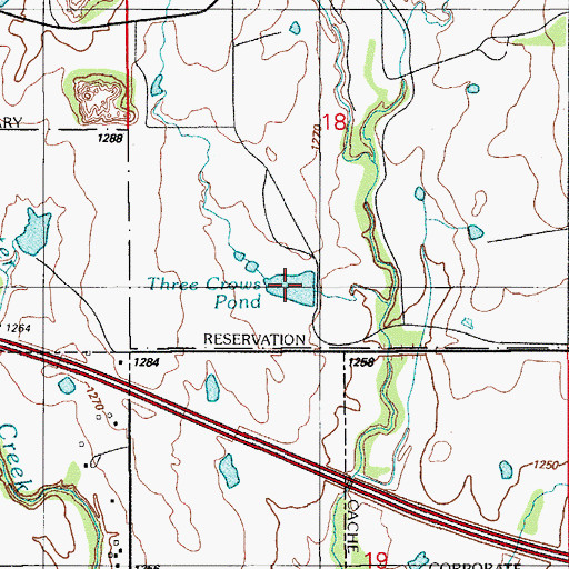 Topographic Map of Three Crows Pond, OK