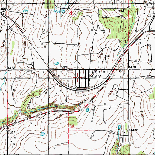 Topographic Map of Cement Cemetery, OK