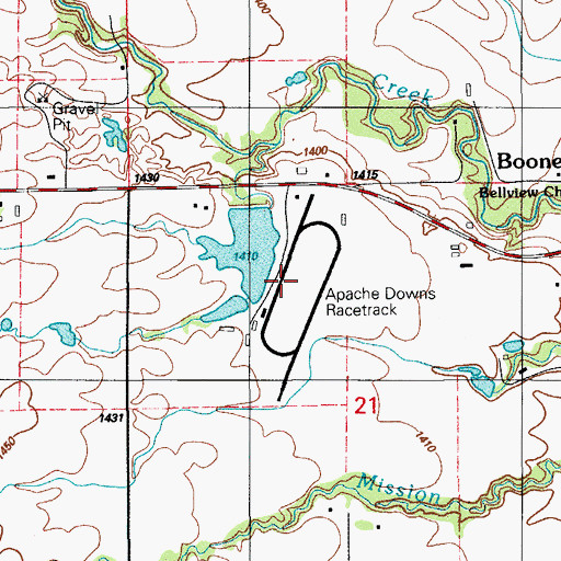 Topographic Map of Apache Downs, OK