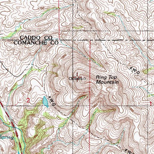 Topographic Map of Ring Top Mountain, OK