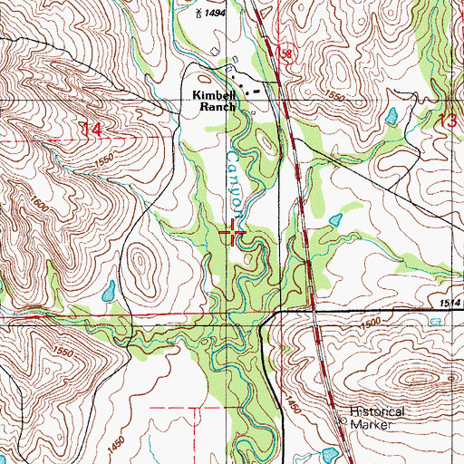Topographic Map of Kimbell Ranch, OK