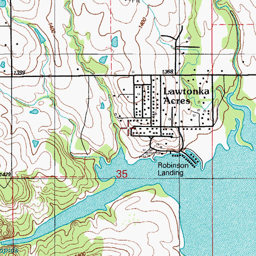 Topographic Map of Robison Landing, OK