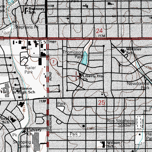 Topographic Map of Liberty Heights Church, OK