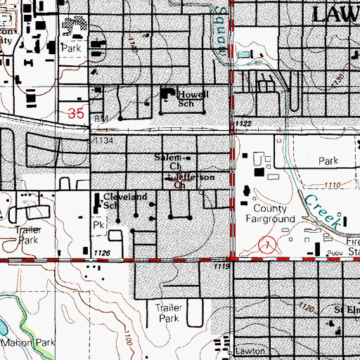 Topographic Map of Salem Church, OK