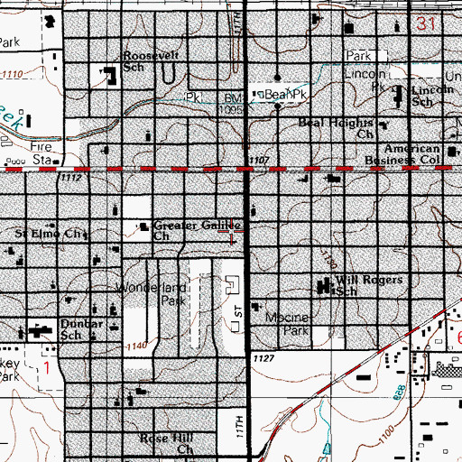 Topographic Map of Saint Elmo Church, OK