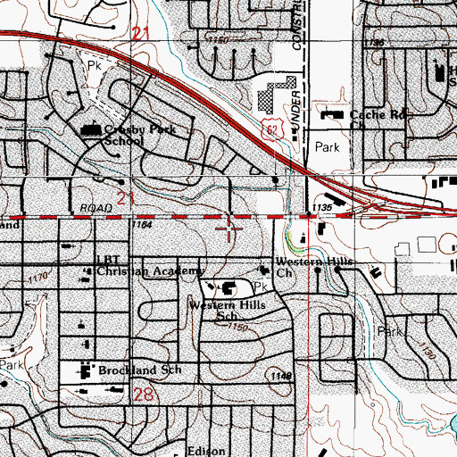 Topographic Map of Western Hills Church, OK