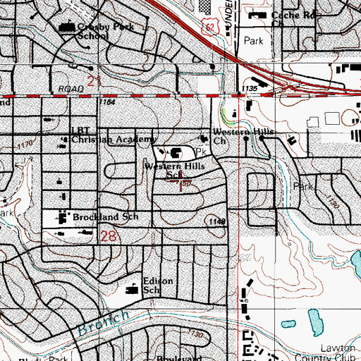 Topographic Map of Emmanuel Church, OK