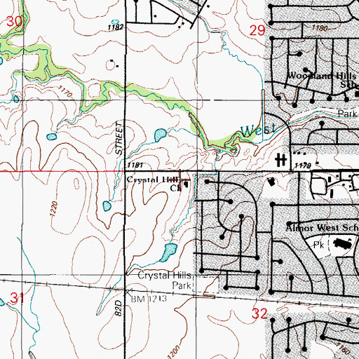 Topographic Map of Crystal Hills Church, OK