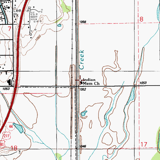 Topographic Map of Indian Memorial Church, OK