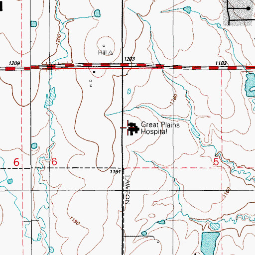 Topographic Map of Memorial Pavilion, OK