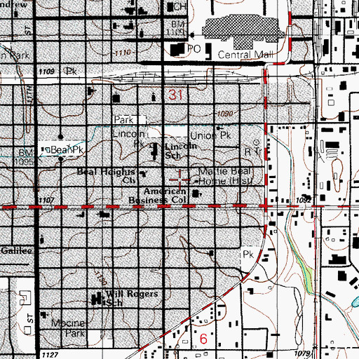 Topographic Map of Mattie Beal Home (historical), OK