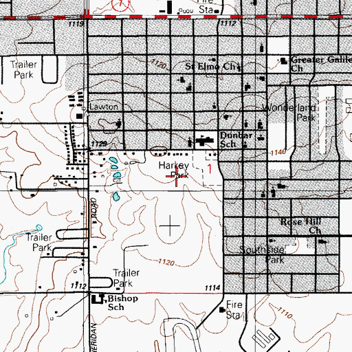 Topographic Map of Harkey Park, OK