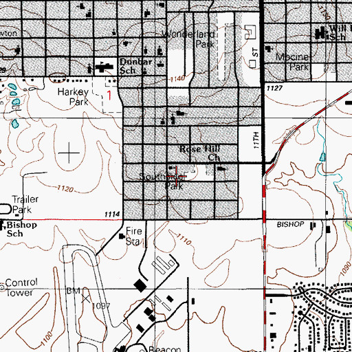 Topographic Map of Southside Park, OK
