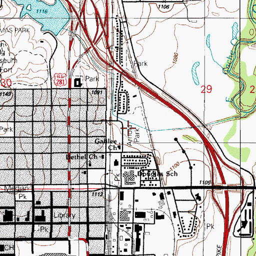 Topographic Map of O H Arnold Park, OK