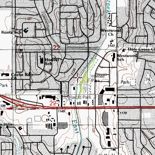 Topographic Map of Stephens Park, OK