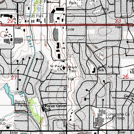 Topographic Map of Greer Park, OK