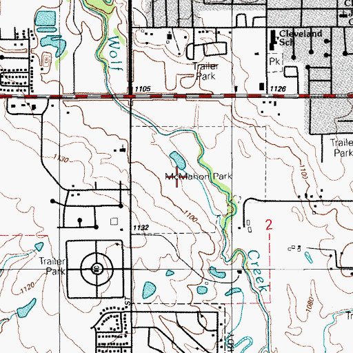 Topographic Map of Louise D McMahon Park, OK