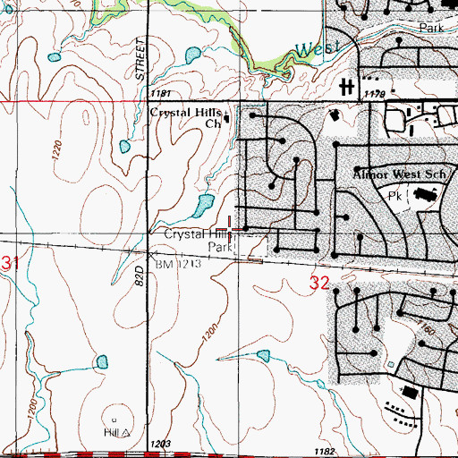 Topographic Map of Crystal Hills Park, OK