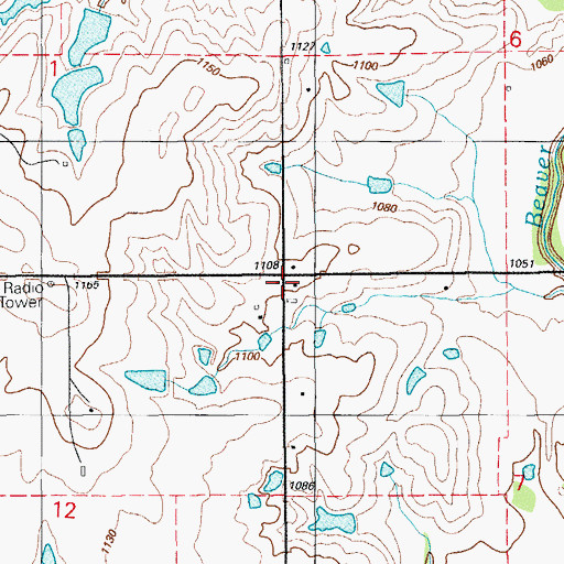 Topographic Map of Ash Grove School (historical), OK