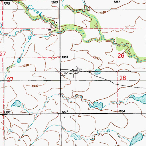 Topographic Map of Chache Creek Mission (historical), OK